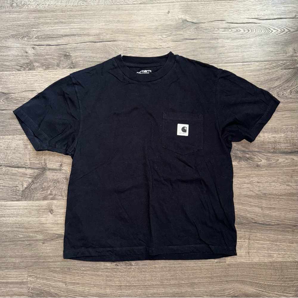 Carhartt Work in Progress WIP Faded BLACK Pocket Short Sleeve Shirt Medium Women